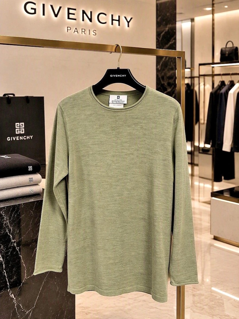 Givenchy Selection Wool Crewneck Sweater in Green
